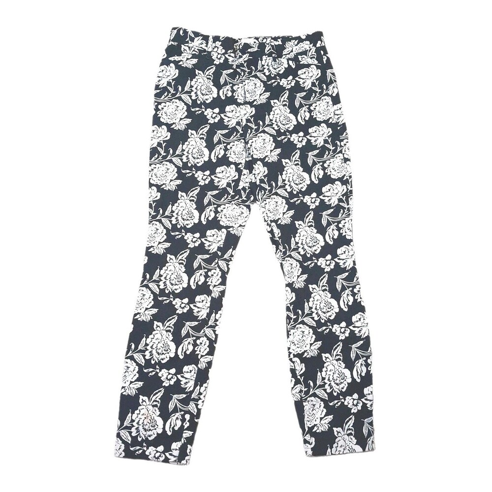 GAP Womens Size 6 Signature Skinny Ankle Khaki Pants Floral Navy Blue White Stre